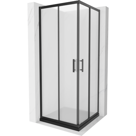 Mexen Rio čtvercový sprchový kout 90 x 90 cm, mražené sklo, černý + plochá sprchová vanička, černá - 860-090-090-70-30-4070B
