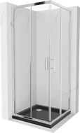 Mexen Rio čtvercový sprchový kout 70 x 70 cm, transparentní, chrom + vanička Flat, černý - 860-070-070-01-00-4070