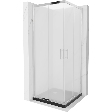 Mexen Rio čtvercová sprchová kabina 70 x 70 cm, matné sklo, chrom + vanička Flat, černý - 860-070-070-01-30-4070