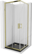 Mexen Rio čtvercový sprchový kout 70 x 70 cm, průhledný, zlatý + sprchová vanička Flat, černá- 860-070-070-50-00-4070G