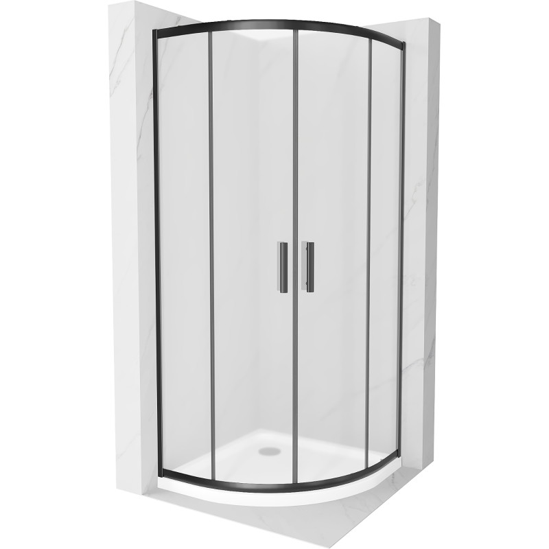 Mexen Rio sprchový kout půlkruhový 90 x 90 cm, matný, černý + vanička Flat, bílá - 863-090-090-70-30-4110B