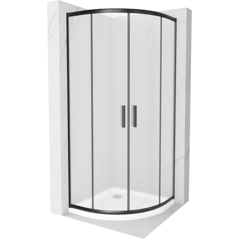Mexen Rio sprchový kout půlkruhový 90 x 90 cm, matný, černý + vanička Flat, bílý - 863-090-090-70-30-4110B