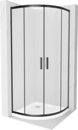Mexen Rio půlkruhový sprchový kout 90 x 90 cm, námraza, černá + plochá sprchová vanička, bílá - 863-090-090-70-30-4110B