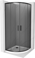 Mexen Rio sprchový kout půlkruhový 90 x 90 cm, grafit, černá + vanička Flat, bílá - 863-090-090-70-40-4110B