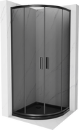 Mexen Rio půlkruhová sprchová kabina 80 x 80 cm, grafitová, černá + vanička Flat, černá 863-080-080-70-40-4170B