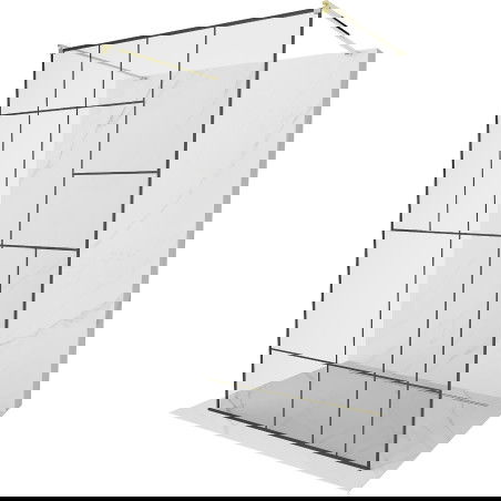 Mexen Kioto volně stojící sprchová stěna 120 x 200 cm, černý vzor 8 mm, zlatá - 800-120-002-50-78