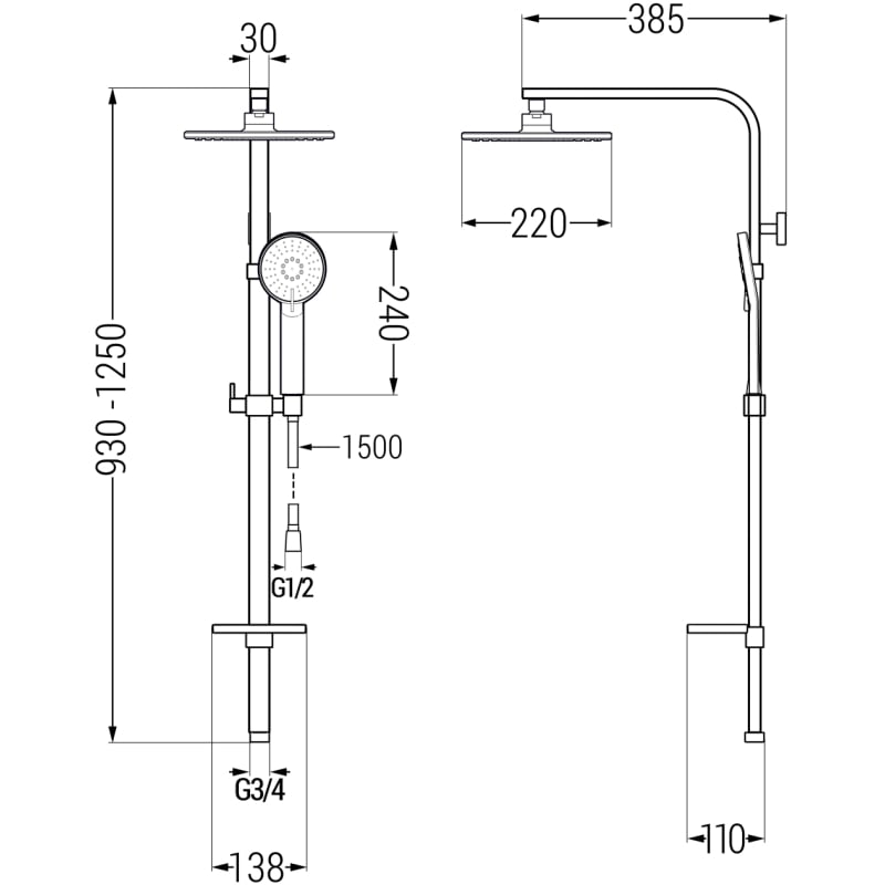 Mexen Q40 sprchová sloupka, gun gray kartáčovaný - 798404095-66