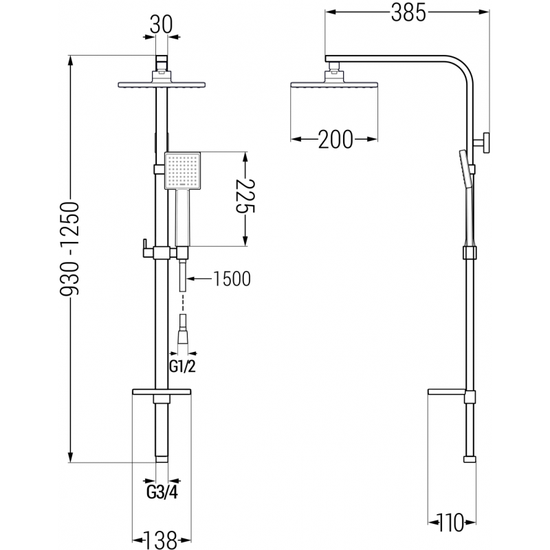 Mexen Q45 sprchová souprava, chrom - 798454595-00