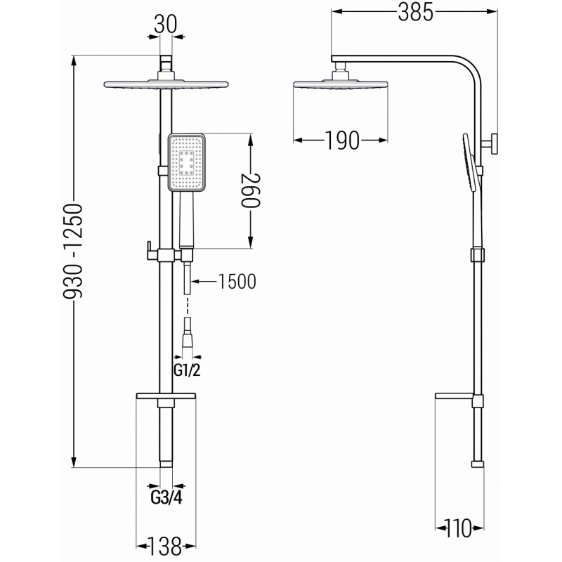 Mexen Q54 sprchový sloup, bílá/chrom - 798545495-21