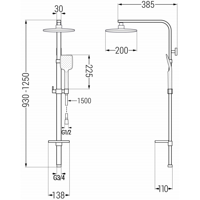Mexen Q62 sprchový sloup, kartáčovaná gun gray - 798626295-66