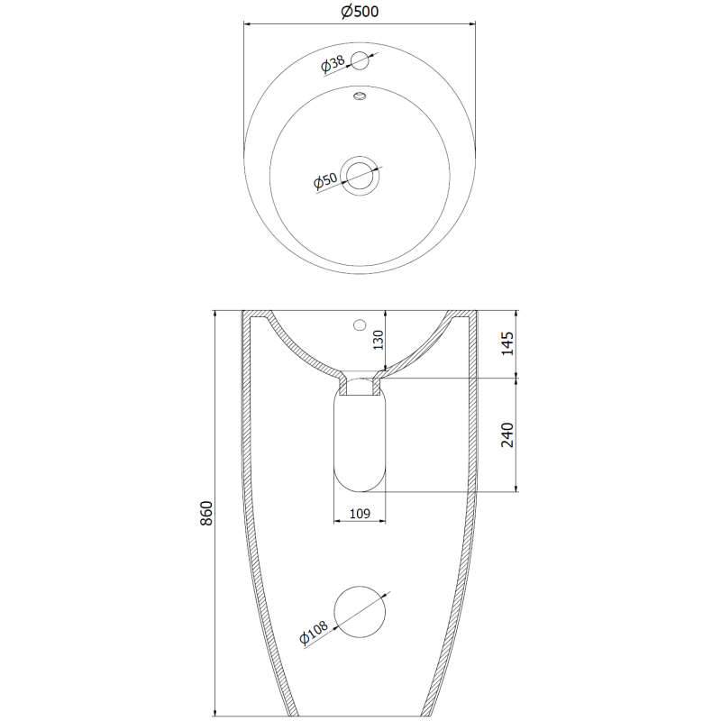 Mexen Alona volně stojící umyvadlo 50 x 50 cm, bílá - 26094800