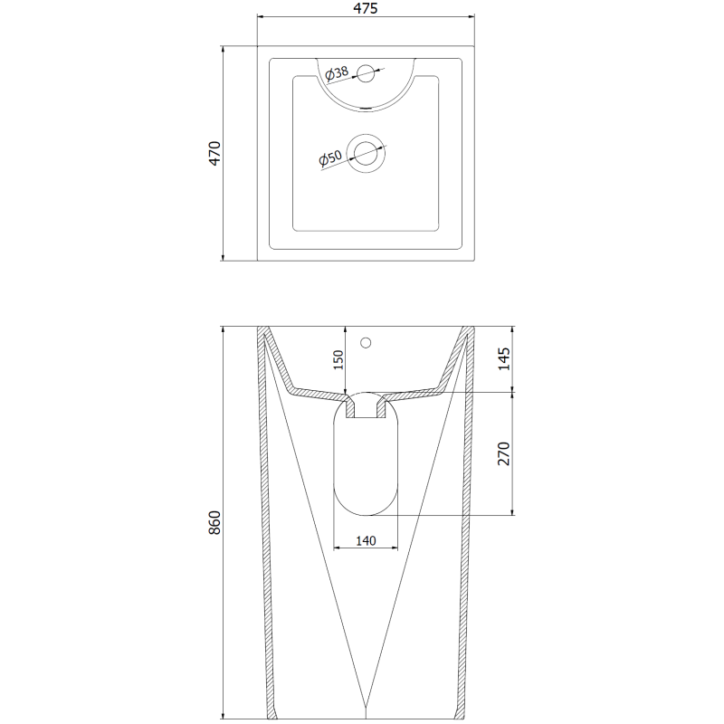 Mexen Ida umyvadlo volně stojící 47 x 47 cm, bílá - 26114600