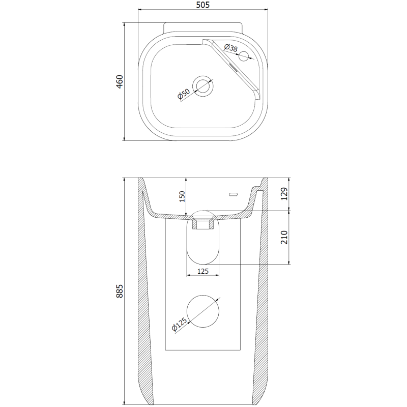 Mexen Irma volně stojící umyvadlo 50 x 46 cm, bílá - 26145100