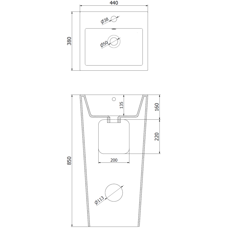 Mexen Liza volně stojící umyvadlo 44 x 38 cm, bílá - 26154400