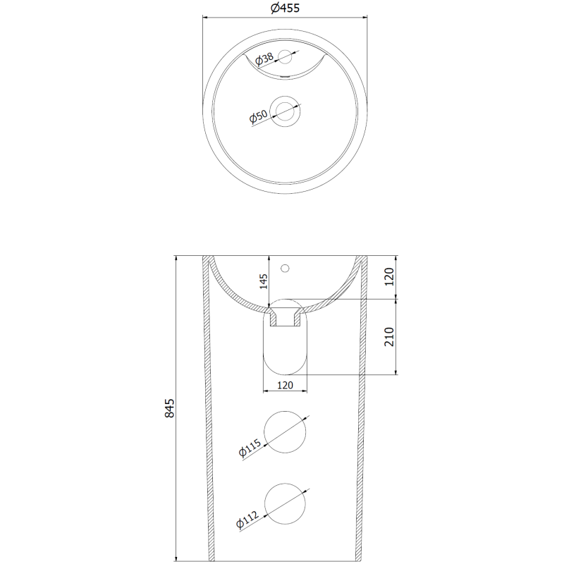 Mexen Mana volně stojící umyvadlo 45 x 45 cm, bílá - 26074600
