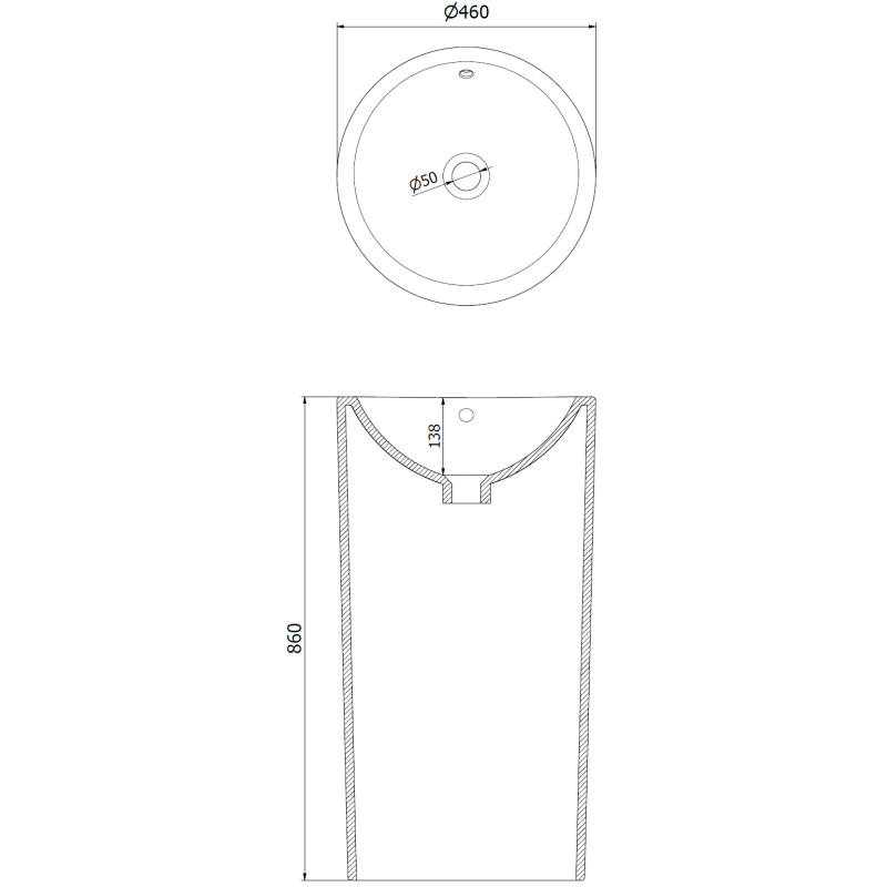 Mexen Nerda volně stojící umyvadlo 46 x 46 cm, černá mat - 26084670