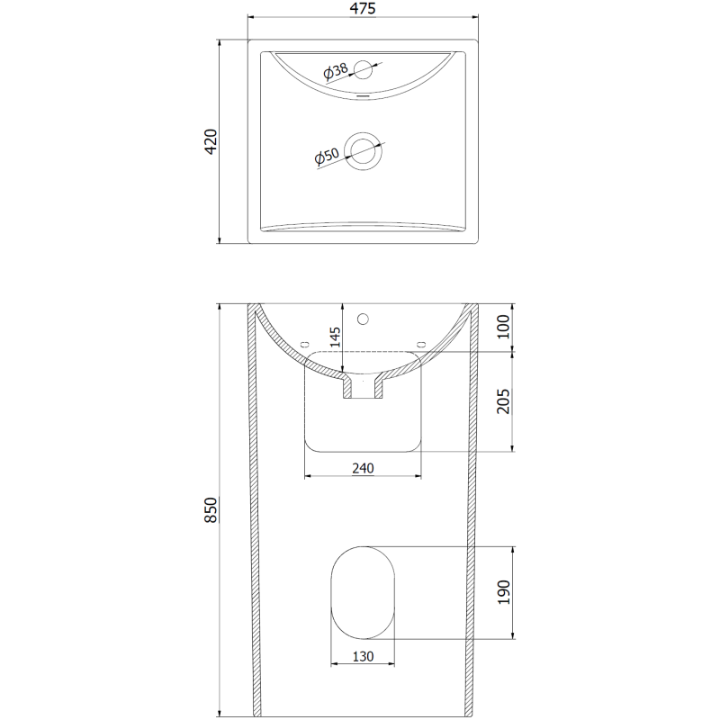 Mexen Oda stojící umyvadlo 47 x 42 cm, bílá - 26124700