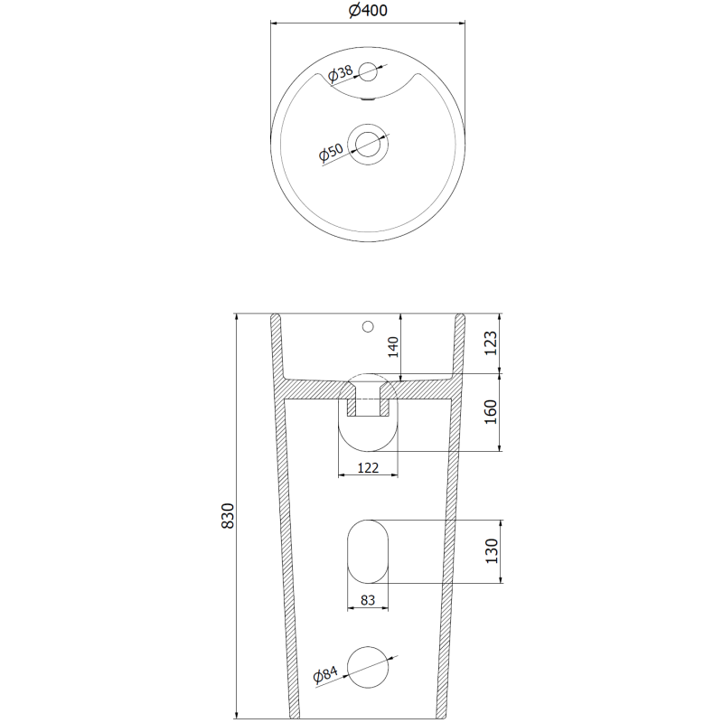 Mexen Rena umyvadlo volně stojící 40 x 40 cm, bílá - 26014000