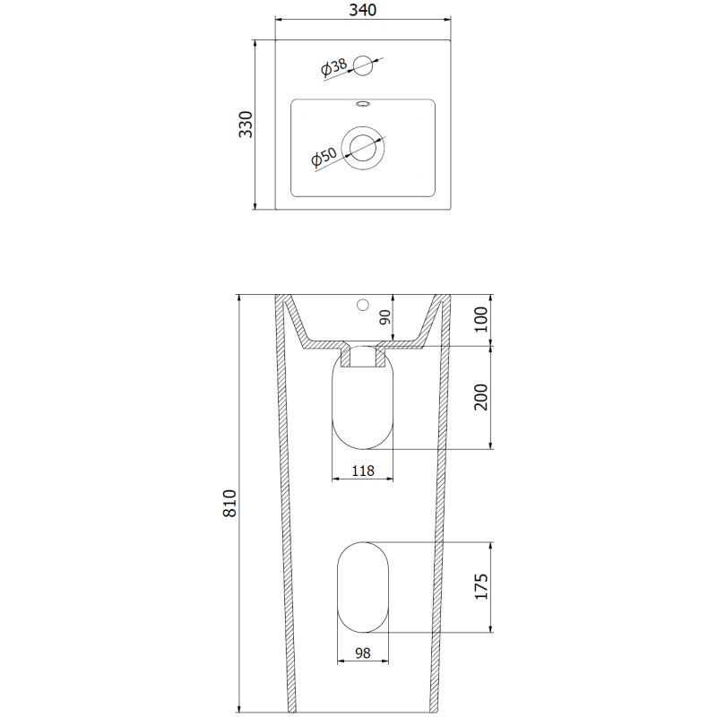 Mexen Sira volně stojící umyvadlo 34 x 33 cm, černá mat - 26023370