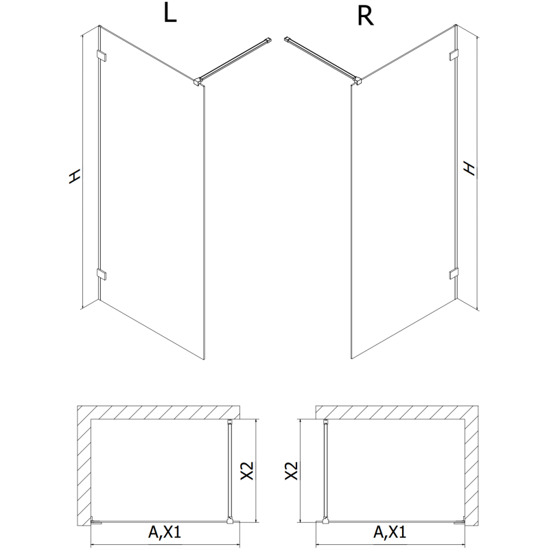 Mexen Lunar sprchová stěna Walk-in levá 140 x 200 cm, transparentní 8 mm, chrom - 830-140-000-01-00-L