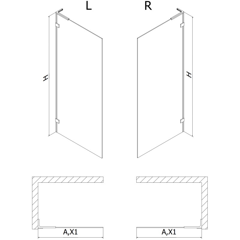 Mexen Lunar L sprchová zástěna Walk-in levá 100 x 200 cm, transparentní 8 mm, chrom - 830L-100-000-01-00-L
