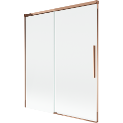 Mexen Rox dvoudílná posuvná vanová zástěna 140 x 150 cm, transparentní, růžové zlato - 8C9-140-001-60-00