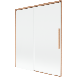 Mexen Rox sprchová zástěna 2-křídlová posuvná 140 x 150 cm, transparentní, kartáčovaná měď - 8C9-140-001-65-00