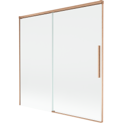 Mexen Rox vanová zástěna 2-křídlá posuvná 160 x 150 cm, transparentní, kartáčovaná měď - 8C9-160-001-65-00