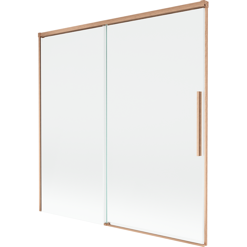 Mexen Rox vanová zástěna 2-křídlá posuvná 160 x 150 cm, transparentní, kartáčovaná měď - 8C9-160-001-65-00