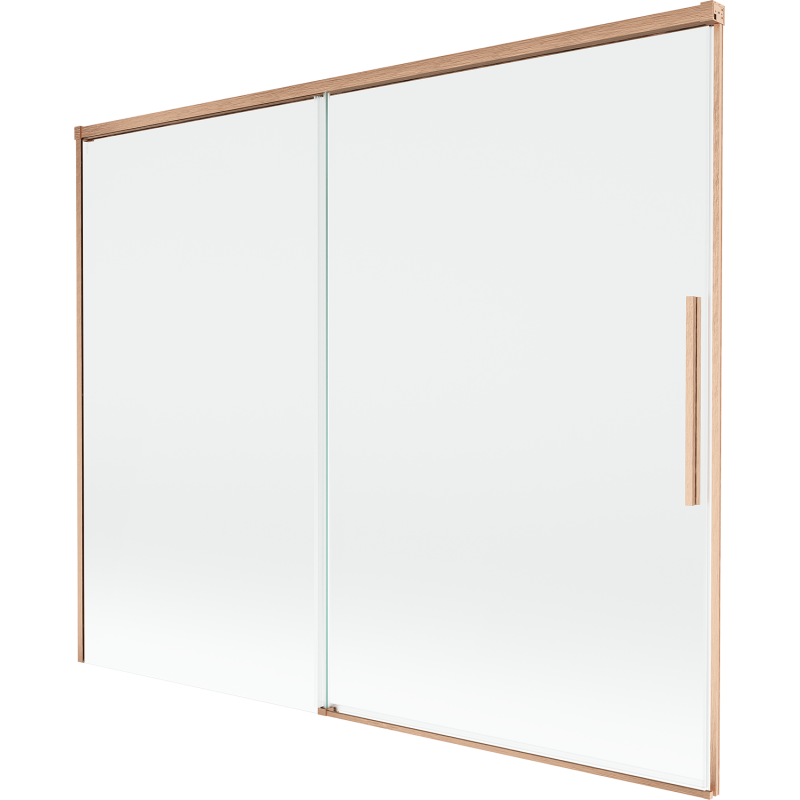 Mexen Rox vanová zástěna 2-dílná posuvná 190 x 150 cm, transparentní, kartáčovaná měď - 8C9-190-001-65-00