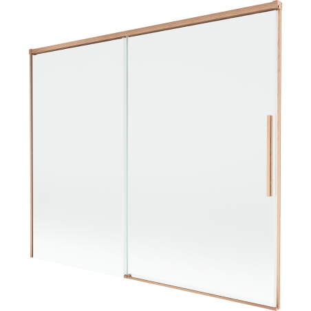 Mexen Rox vanová zástěna 2-dílná posuvná 190 x 150 cm, transparentní, kartáčovaná měď - 8C9-190-001-65-00