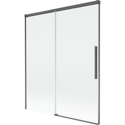 Mexen Rox dvoudílná posuvná vanová zástěna 140 x 150 cm, transparentní, gun gray kartáčovaný - 8C9-140-001-66-00