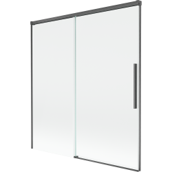 Mexen Rox posuvná vanová zástěna 2-křídlá 150 x 150 cm, transparentní, kartáčovaná zbraňově šedá