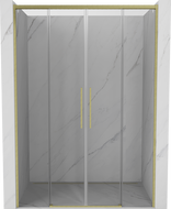 Mexen Rox Dvojité posuvné sprchové dveře 150 cm, transparentní, matně zlaté - 8C2-150-002-55-00