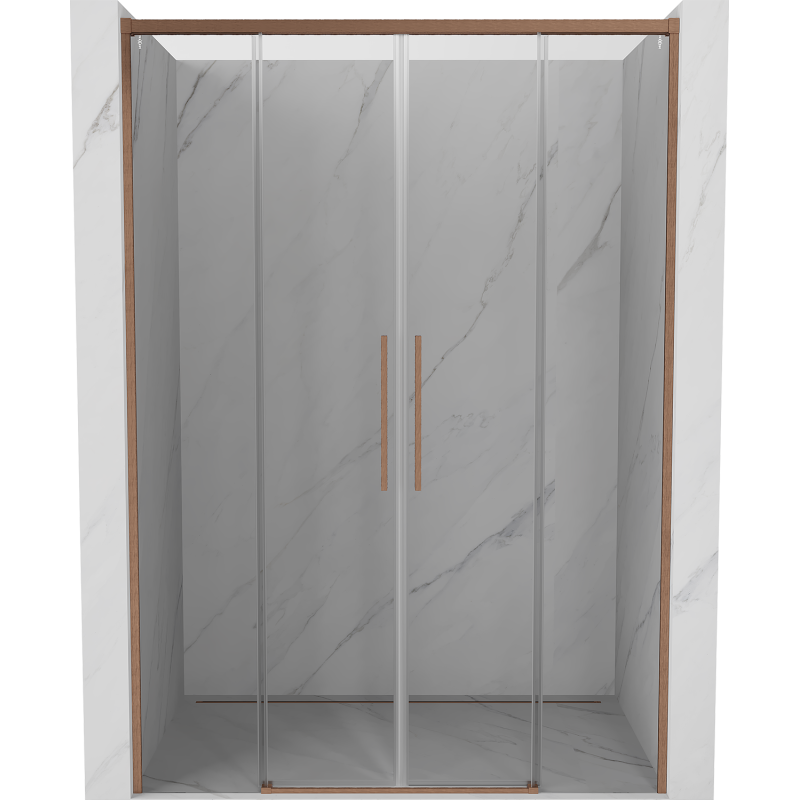 Mexen Rox posuvné sprchové dveře 140 cm, transparentní, kartáčovaná měď - 8C2-140-002-65-00