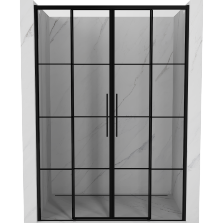 Mexen Rox Duo posuvné sprchové dveře 140 cm, černá mřížka, černé - 8C2-140-002-70-77