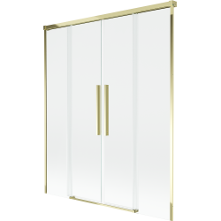 Mexen Rox vanová zástěna 2-křídlová posuvná 160 x 150 cm, transparentní, zlatá - 8C9-160-002-50-00