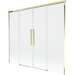 Mexen Rox vanová zástěna s 2 dveřmi, posuvná 180 x 150 cm, transparentní, zlatá - 8C9-180-002-50-00