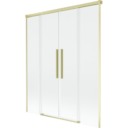 Mexen Rox vanová zástěna 2-křídlá posuvná 140 x 150 cm, transparentní, zlatý kartáčovaný - 8C9-140-002-55-00