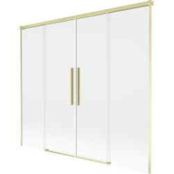 Mexen Rox sprchový kout s vanou 2-dveřový posuvný 170 x 150 cm, transparentní, zlatý kartáčovaný - 8C9-170-002-55-00