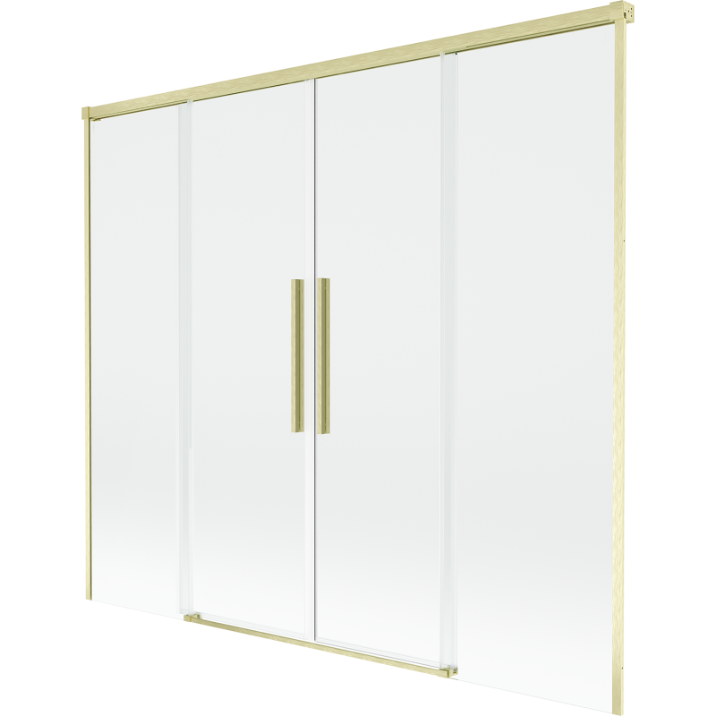 Mexen Rox sprchová zástěna 2-křídlová posuvná 180 x 150 cm, transparentní, zlatý kartáčovaný - 8C9-180-002-55-00