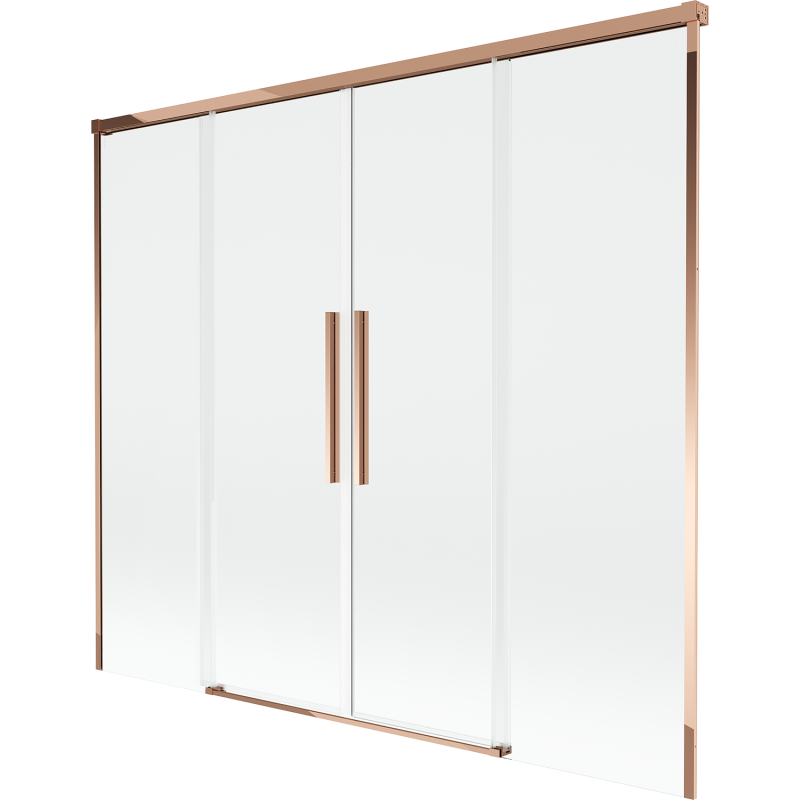 Mexen Rox sprchový paraván dvoukřídlý posuvný 170 x 150 cm, transparentní růžové zlato - 8C9-170-002-60-00