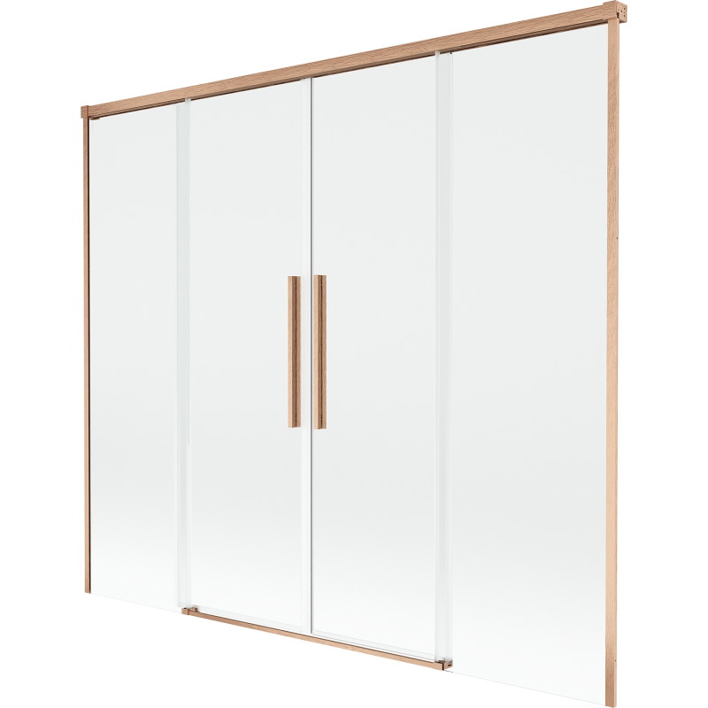 Mexen Rox vanaová zástěna 2křídlová posuvná 170 x 150 cm, transparentní, kartáčovaná měď - 8C9-170-002-65-00