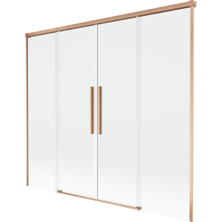 Mexen Rox vanová zástěna 2-dílná posuvná 170 x 150 cm, transparentní, kartáčovaná měď - 8C9-170-002-65-00