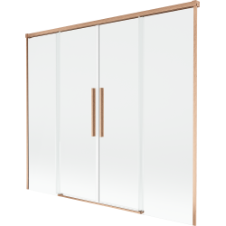 Mexen Rox dvoukřídlý posuvný koupelnový paraván 180 x 150 cm, průhledný, kartáčovaná měď - 8C9-180-002-65-00