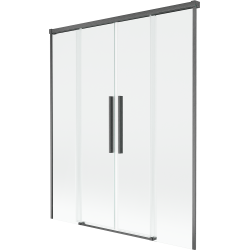 Mexen Rox dvoukřídlá sprchová zástěna 140 x 150 cm, průhledná, kartáčovaná gun gray - 8C9-140-002-66-00