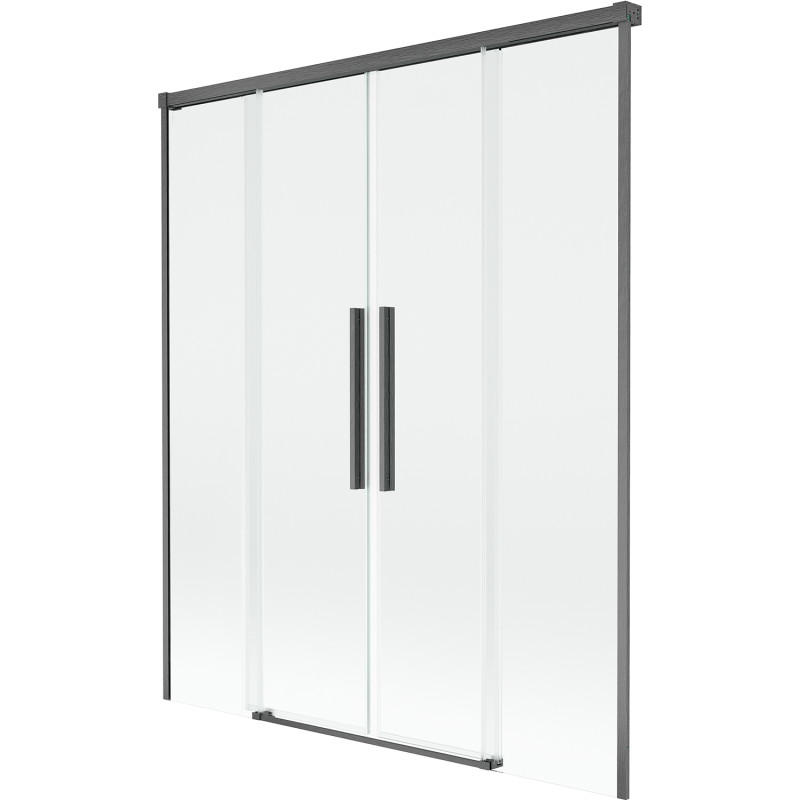 Mexen Rox dvoukřídlá sprchová zástěna 140 x 150 cm, průhledná, kartáčovaná gun gray - 8C9-140-002-66-00