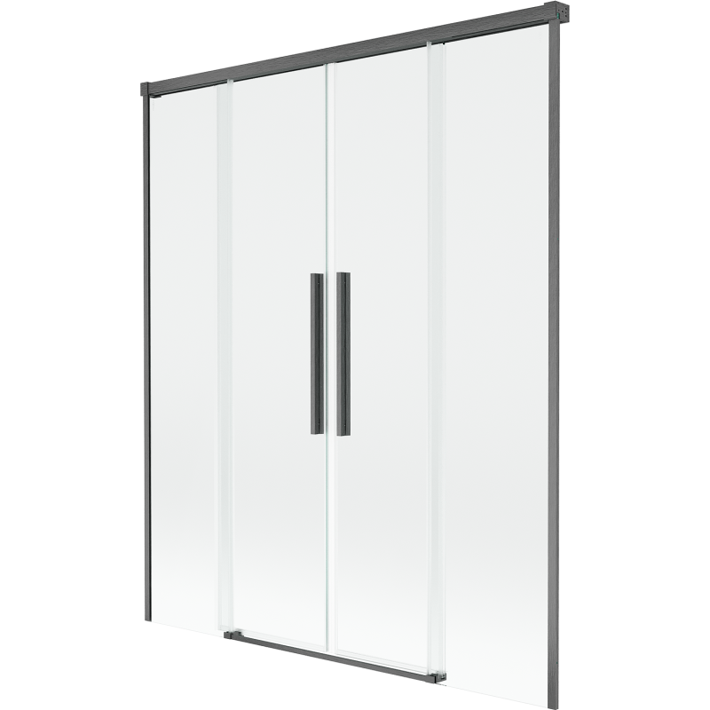Mexen Rox vanová zástěna 2-křídlová posuvná 160 x 150 cm, transparentní, kartáčovaná gun gray - 8C9-160-002-66-00