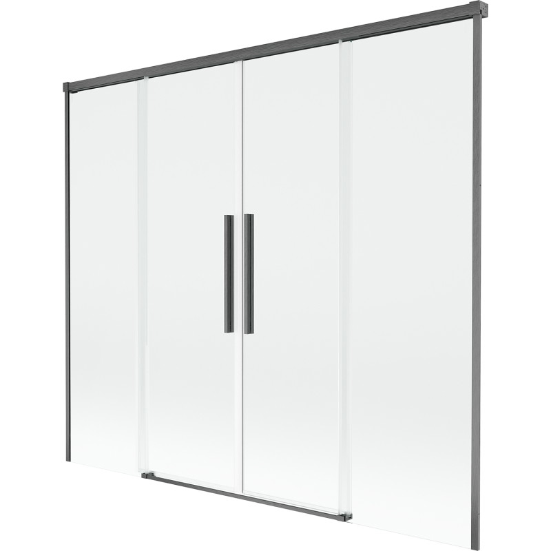 Mexen Rox vaničková zástěna 2-křídlová posuvná 170 x 150 cm, transparentní, gun gray kartáčovaný - 8C9-170-002-66-00