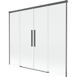 Mexen Rox vanová zástěna 2-křídlová posuvná 190 x 150 cm, transparentní, gun gray kartáčovaný - 8C9-190-002-66-00
